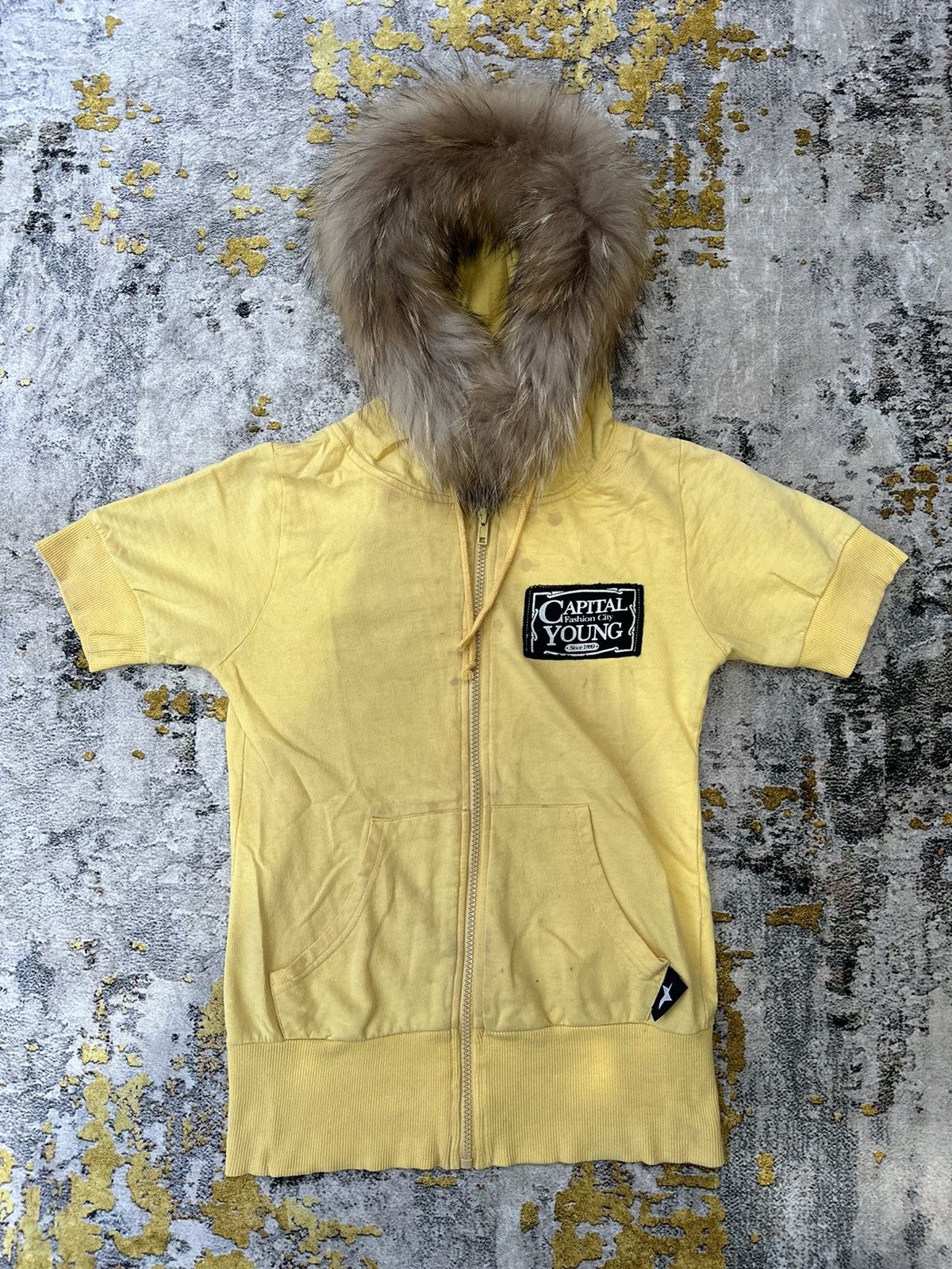 If Six Was Nine RADIC CREATION YELLOW FUR ZIP HOODIE SHORT SLEEVE LGB STYLE Size S / US 4 / IT 40 - 1 Thumbnail