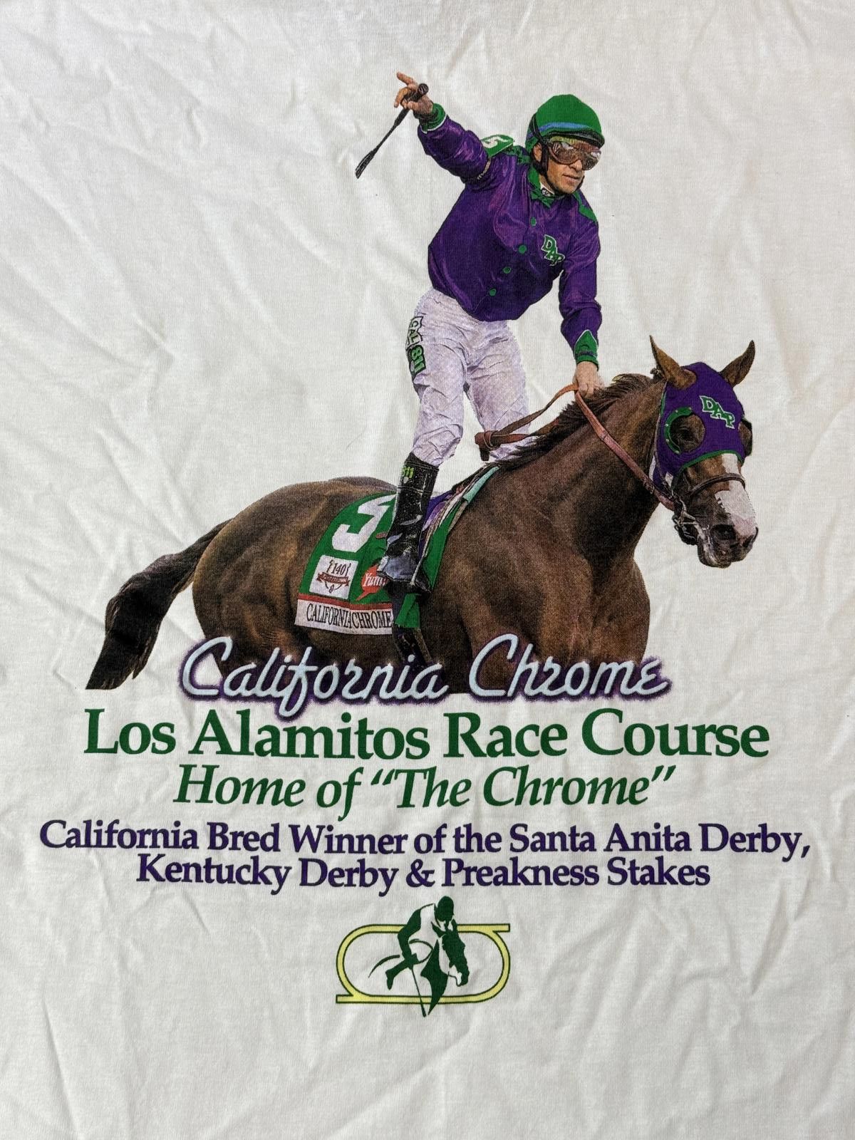 Designer T-shirt Los Alamitos Horse Racing California Chrome 2014 - L Size US L / EU 52-54 / 3 - 5 Thumbnail