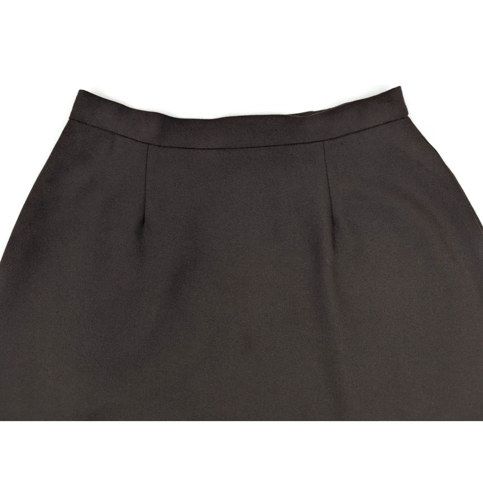 Orvis Orvis Skirt Women 10P Pleated Knee Length Wool-Look Polyester Tweed Brown 90s Vintage Rise Mid Elastic Slit Button 29x25 Size 32" / US 10 / IT 46 - 4 Thumbnail