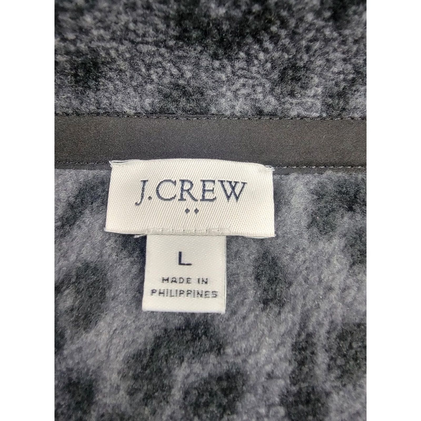 J.Crew J.CREW Fleece Womens Large Gray Leopard Print Quilted Snap Pullover Shirt Size L / US 10 / IT 46 - 3 Thumbnail