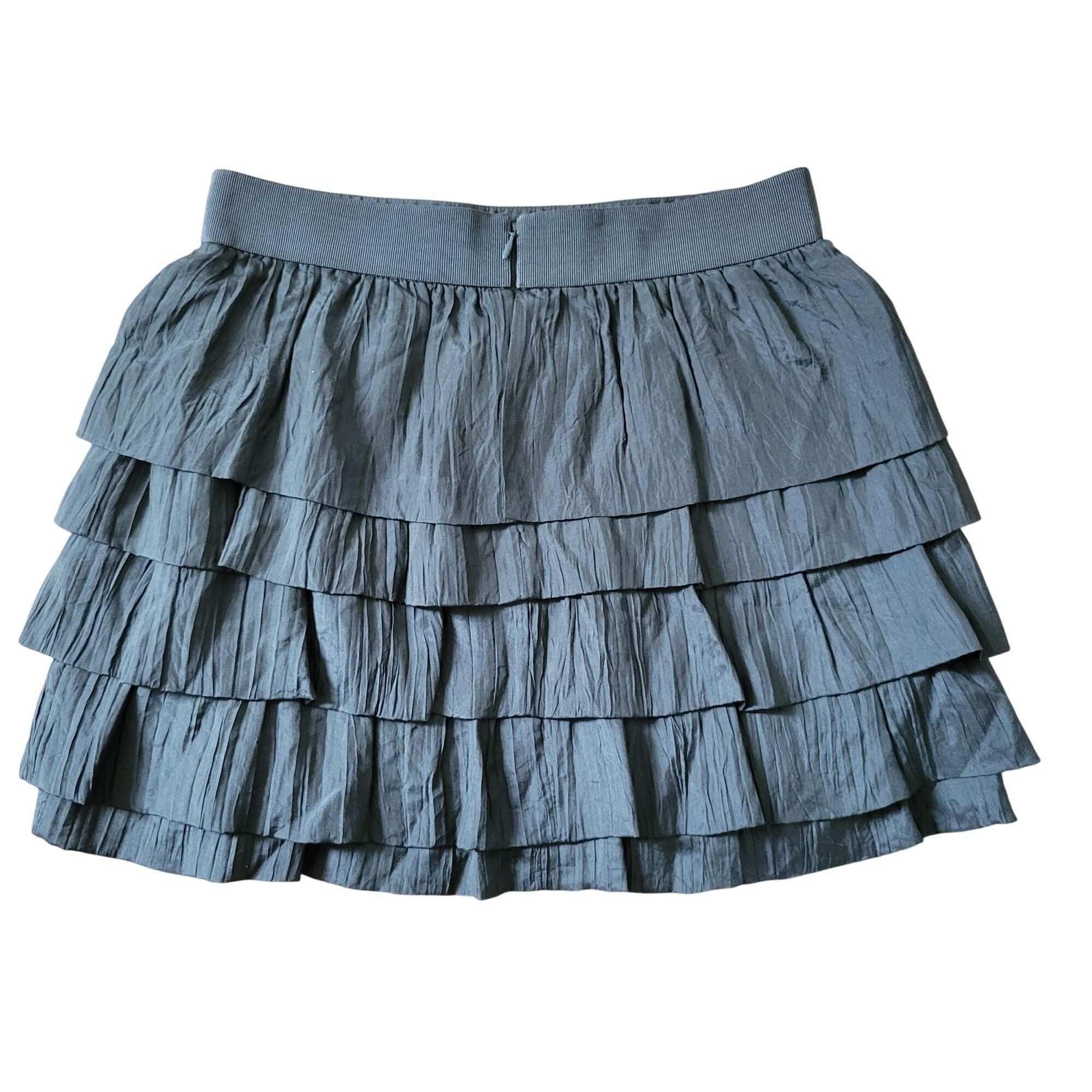 J.Crew J Crew 4 Green Tiered Ruffle Silk Skirt Size 4 HABOTAI Crink Size 27" / US 4 / IT 40 - 2 Thumbnail