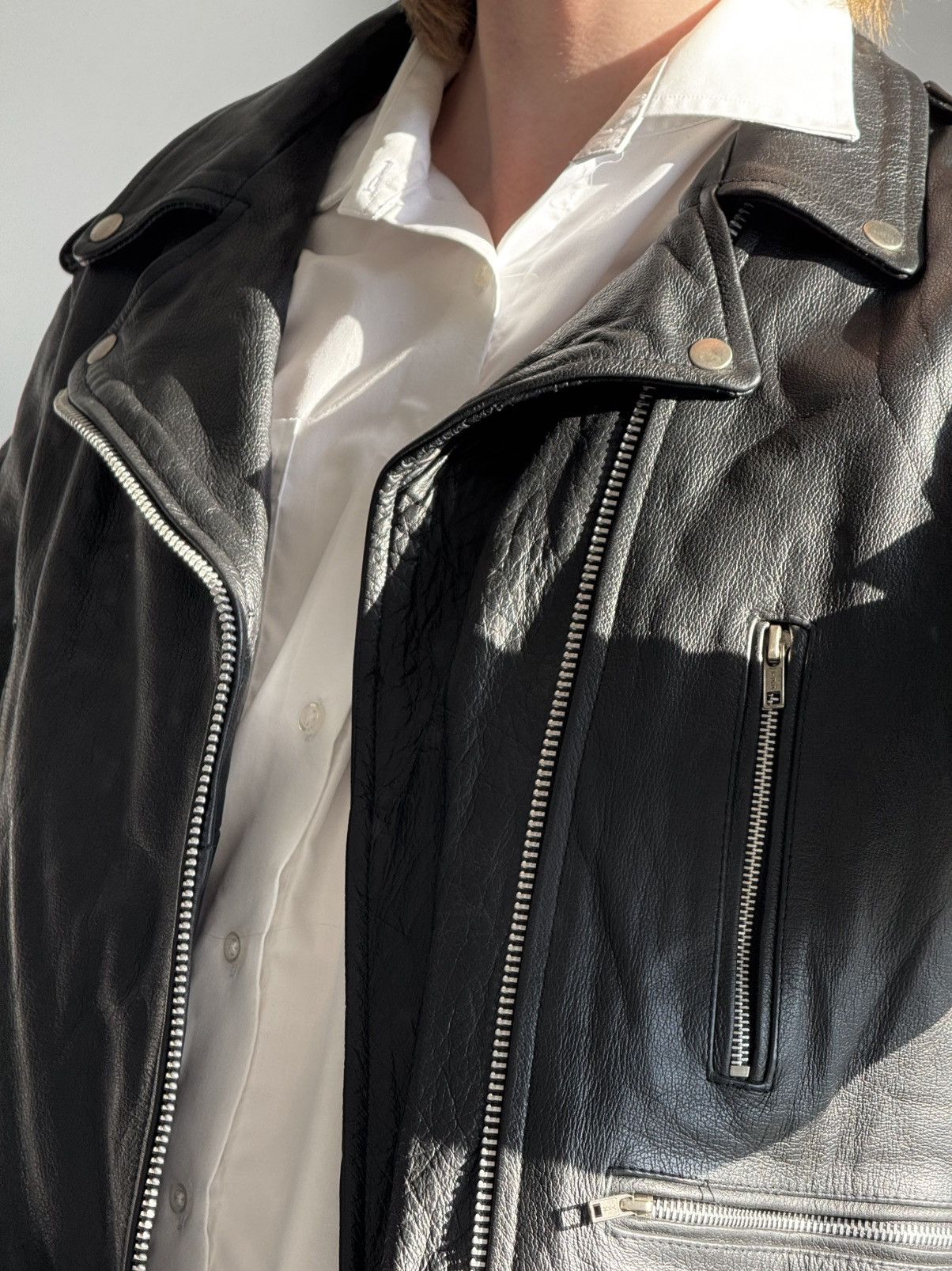 Vintage Vintage Leather Jacket Black Large Zip Up Motorcycle Biker Size US L / EU 52-54 / 3 - 8 Thumbnail