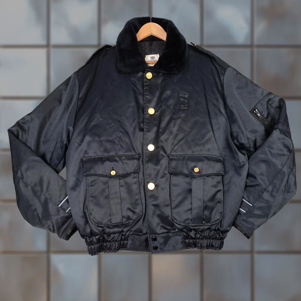 Vintage VINTAGE Riverside Bomber Jacket Mens XL Black Faux Fur Collar USA Uniform Jacket Size US XL / EU 56 / 4 - 1 Thumbnail