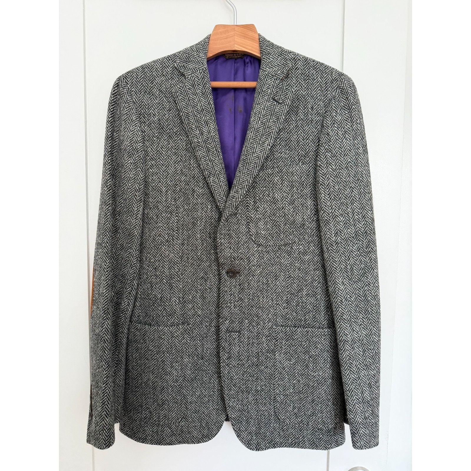 Southwick Mint Epaulet Southwick Sport Coat Grey, Harris Tweed Size 38R - 1 Thumbnail