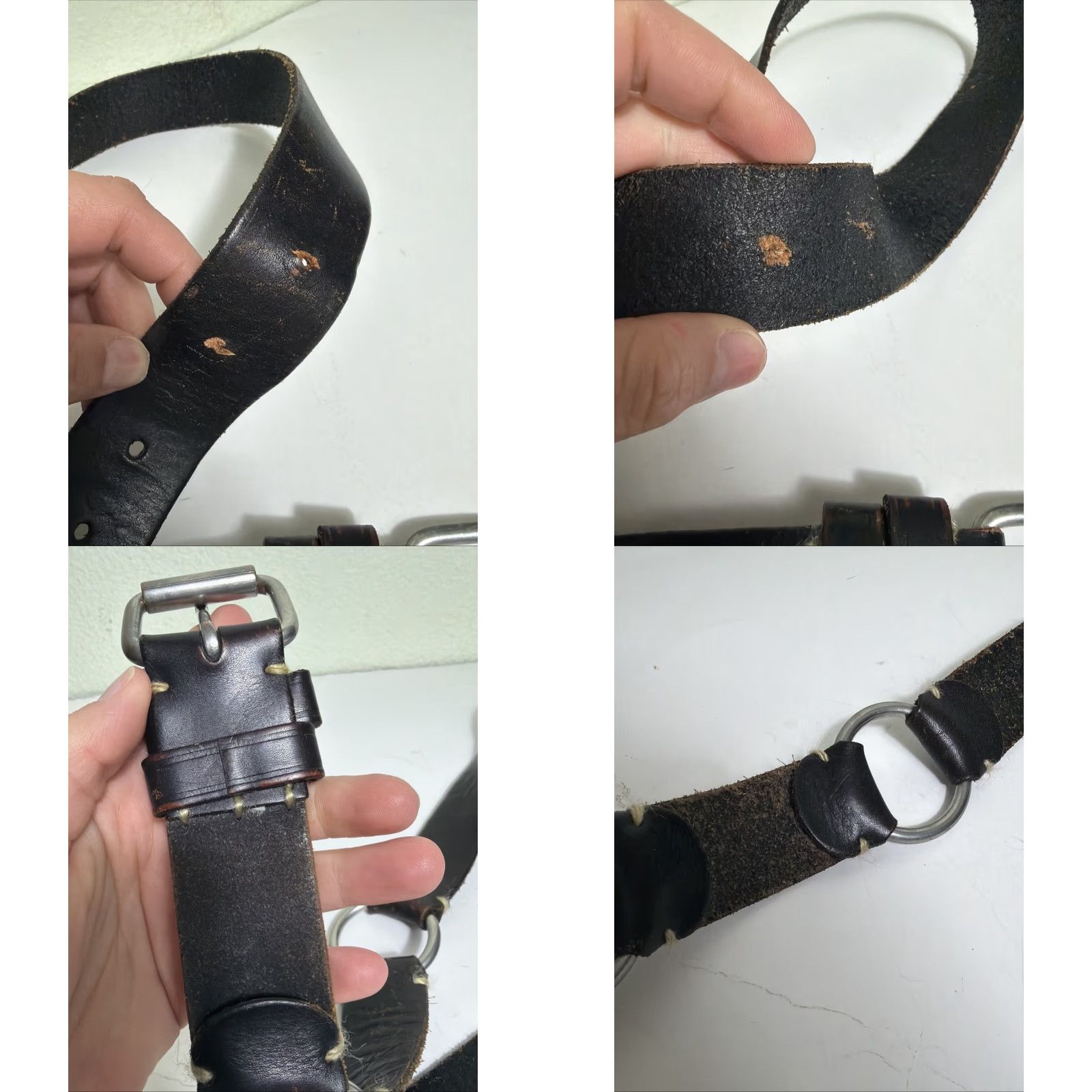 Gap VINTAGE Gap Black Leather Belt Double Metal Loop Flaw Holes Size 34” Women's Small S Metal 34” Belt Women Gap Black Leather Belt 90s Y2K Size ONE SIZE - 8 Thumbnail