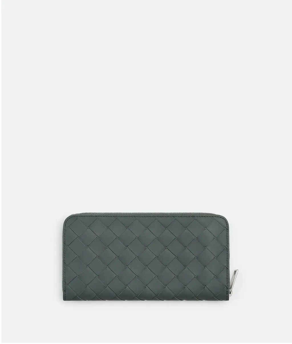 Bottega Veneta o1w1db10525 Size: OS / Intrecciato Zip Around Wallet Grey Size ONE SIZE - 1 Thumbnail