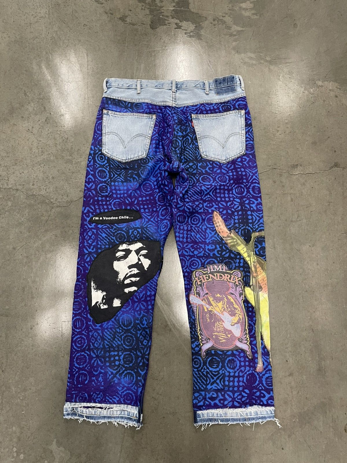 Jimi Hendrix JIMI HENDRIX "I'M A Voodoo Chile" PATCHWORK DENIM JEANS Size US 38 / EU 54 - 2 Thumbnail
