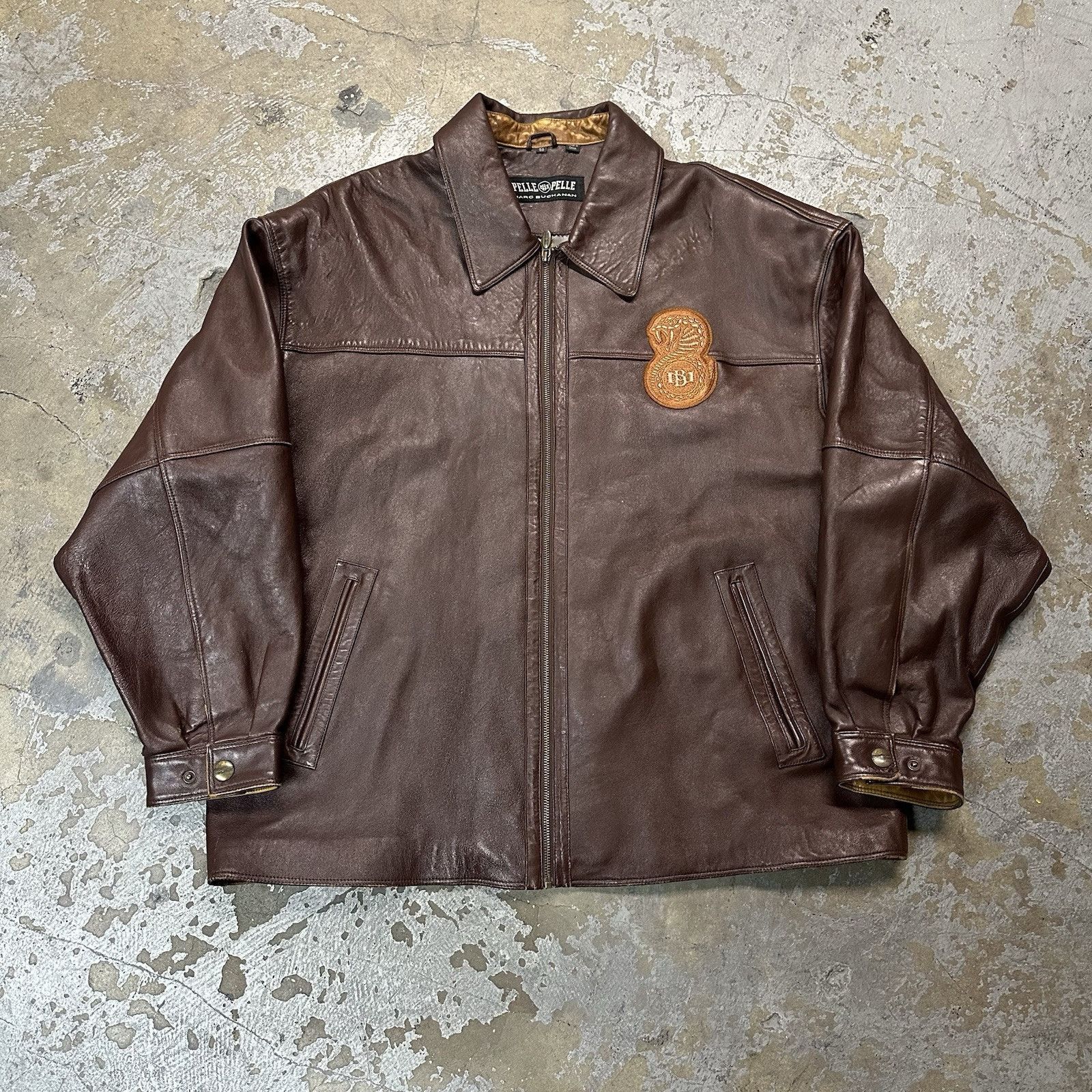 Leather × Pelle Pelle × Vintage Vintage Pelle Pelle Marc Buchanan Brown Leather Jacket Sz 50 Size US XXL / EU 58 / 5 - 4 Thumbnail