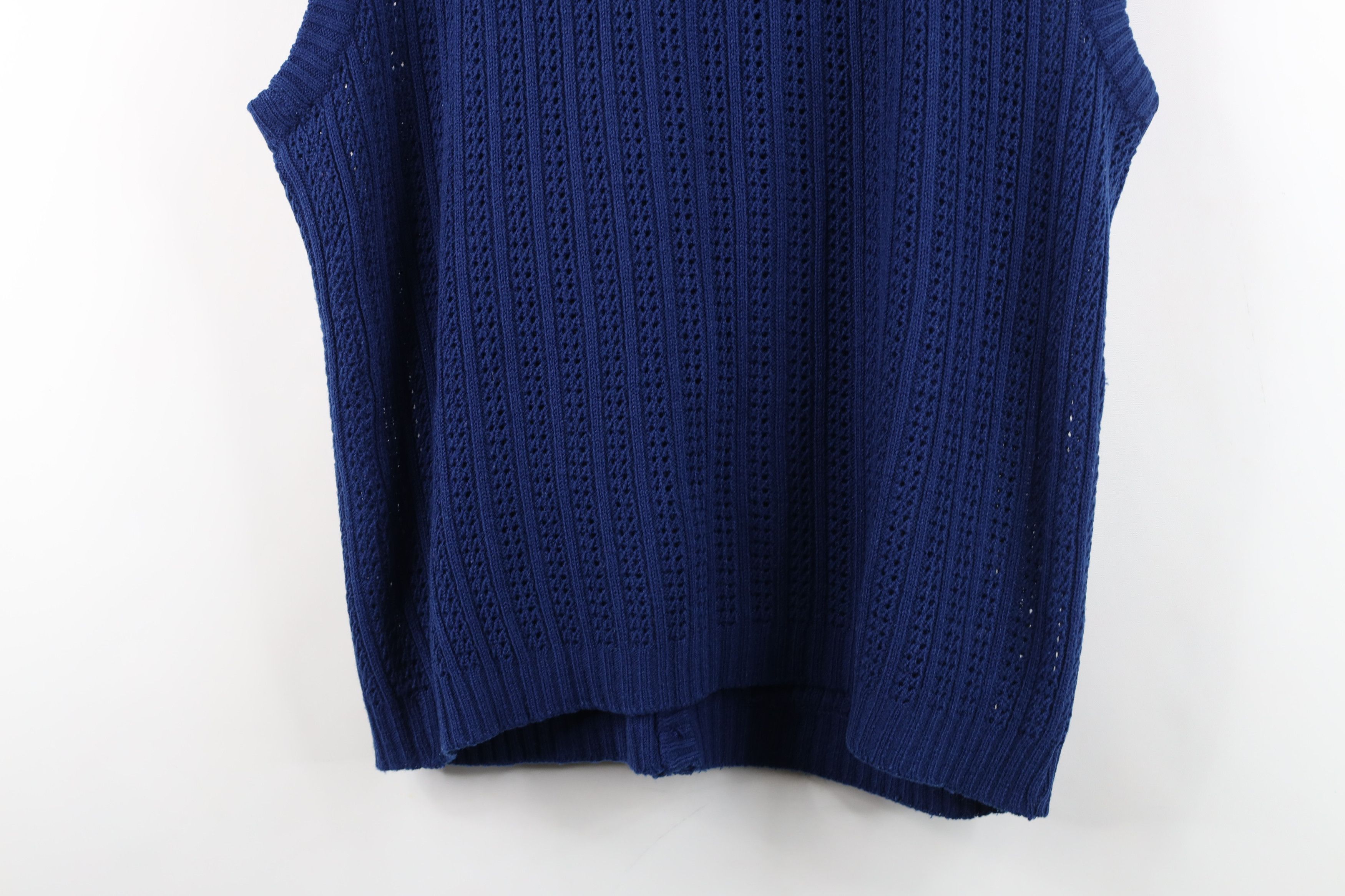 Vintage Vintage 70s Streetwear Crochet Cardigan Sweater Vest Blue Size L / US 10 / IT 46 - 10 Thumbnail