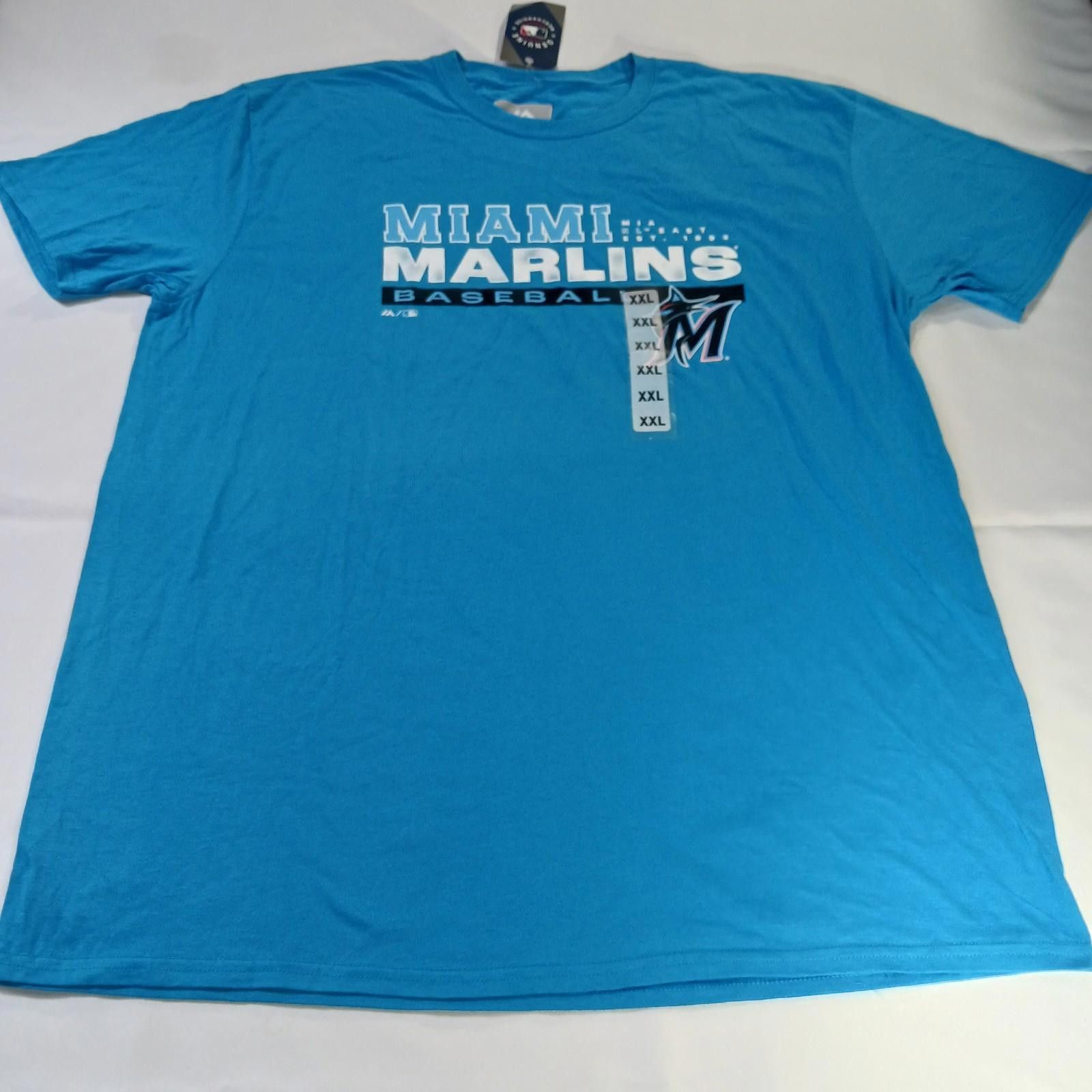 Majestic Majestic RN136380 Miami Marlin Baseball Men 2XL Blue T-Shirt Size US XXL / EU 58 / 5 - 1 Thumbnail