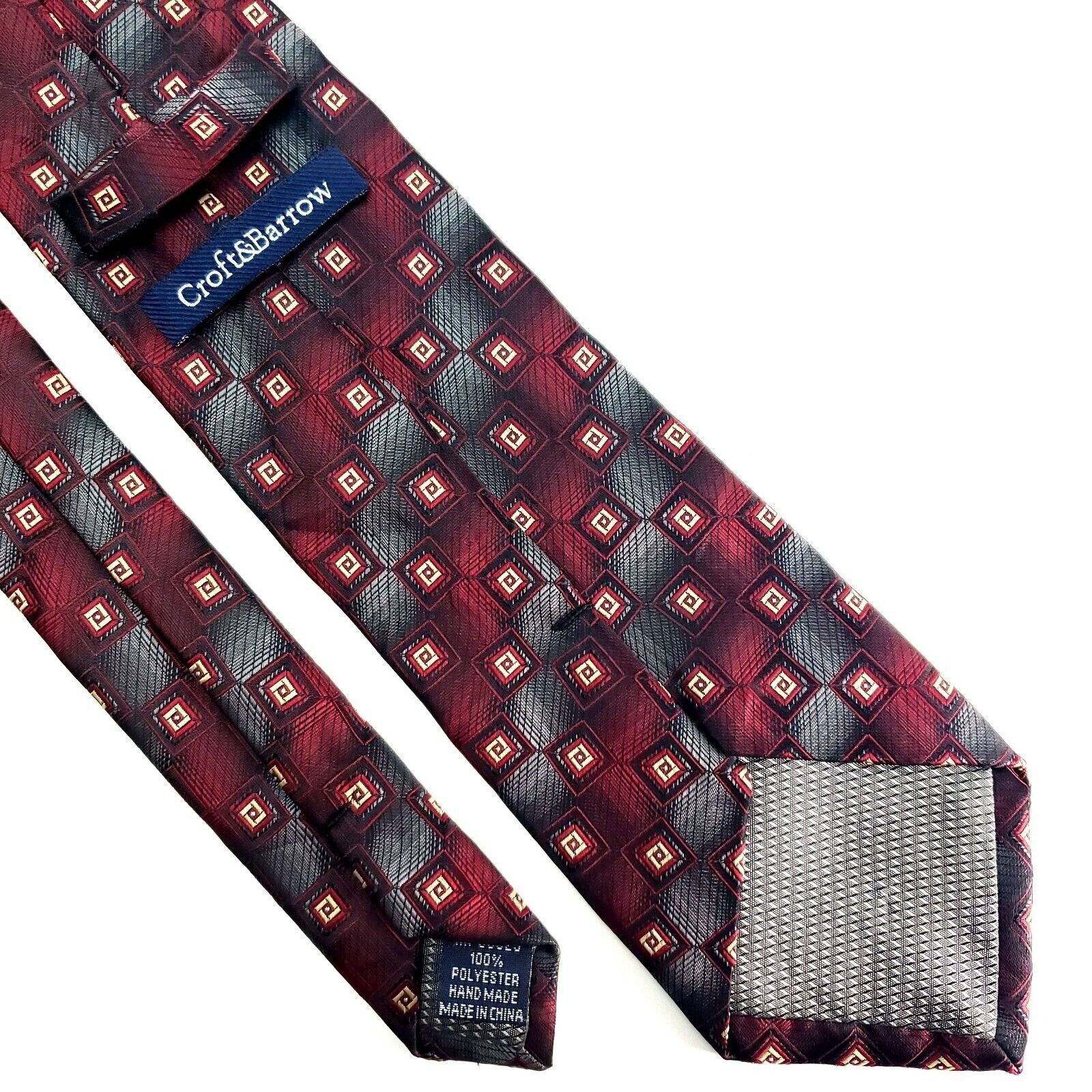 Croft & Barrow Croft Barrow Polyester Tie Red Geometric Skinny Gray Size ONE SIZE - 3 Thumbnail