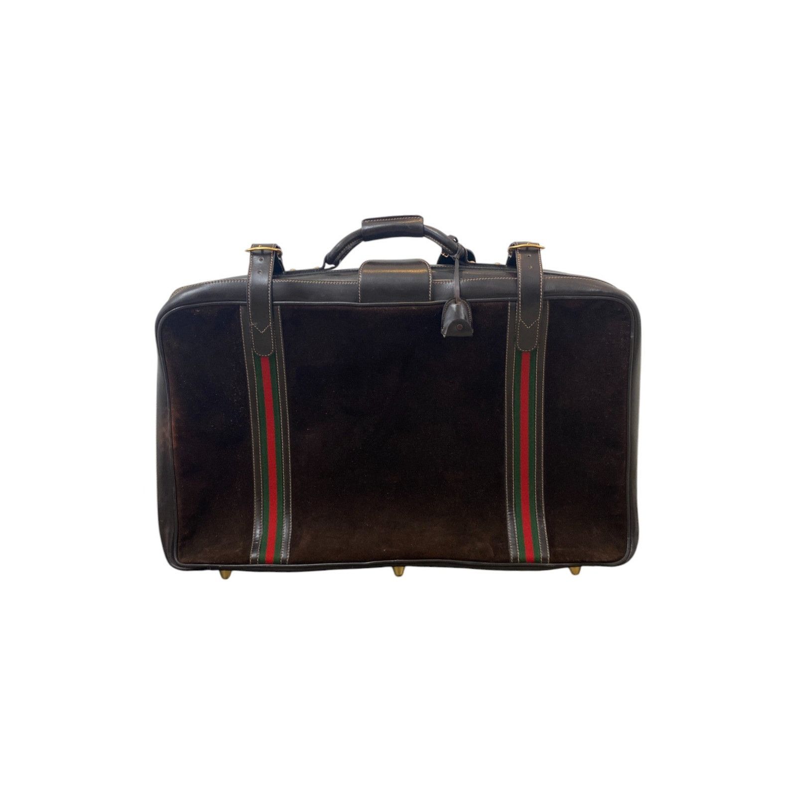 Gucci 80s Brown Monogram Webstripe Suede Suitcase Size ONE SIZE - 1 Thumbnail