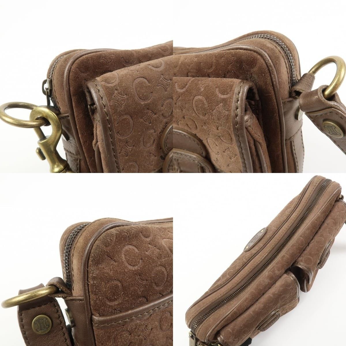 Celine Celine Macadam Suede Leather Crossbody Bag Brown Size ONE SIZE - 6 Thumbnail