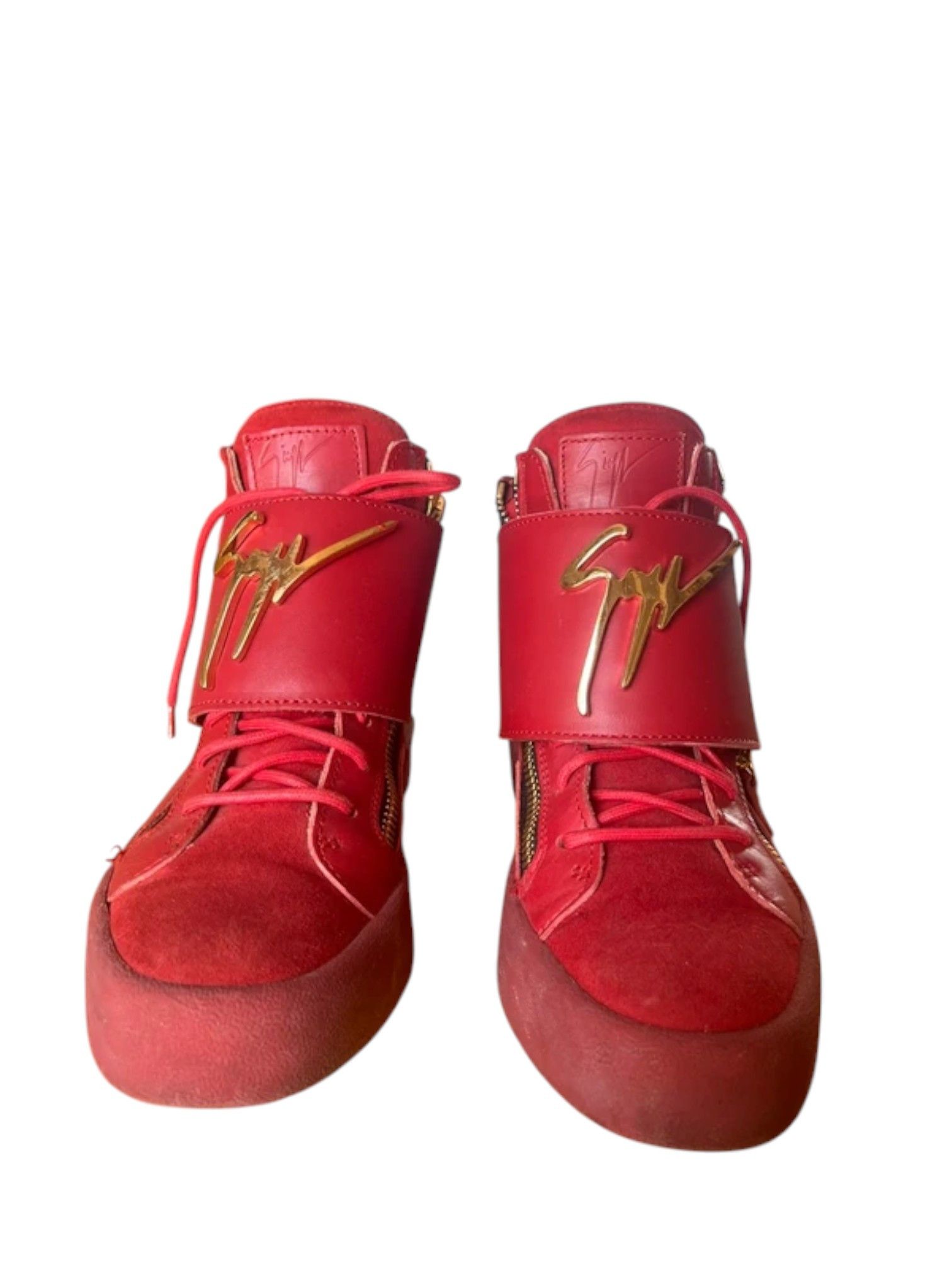 Giuseppe Zanotti Giuseppe Zanotti Red Leather Double Zip High-Tops, c.2010s Size US 7 / EU 40 - 4 Thumbnail