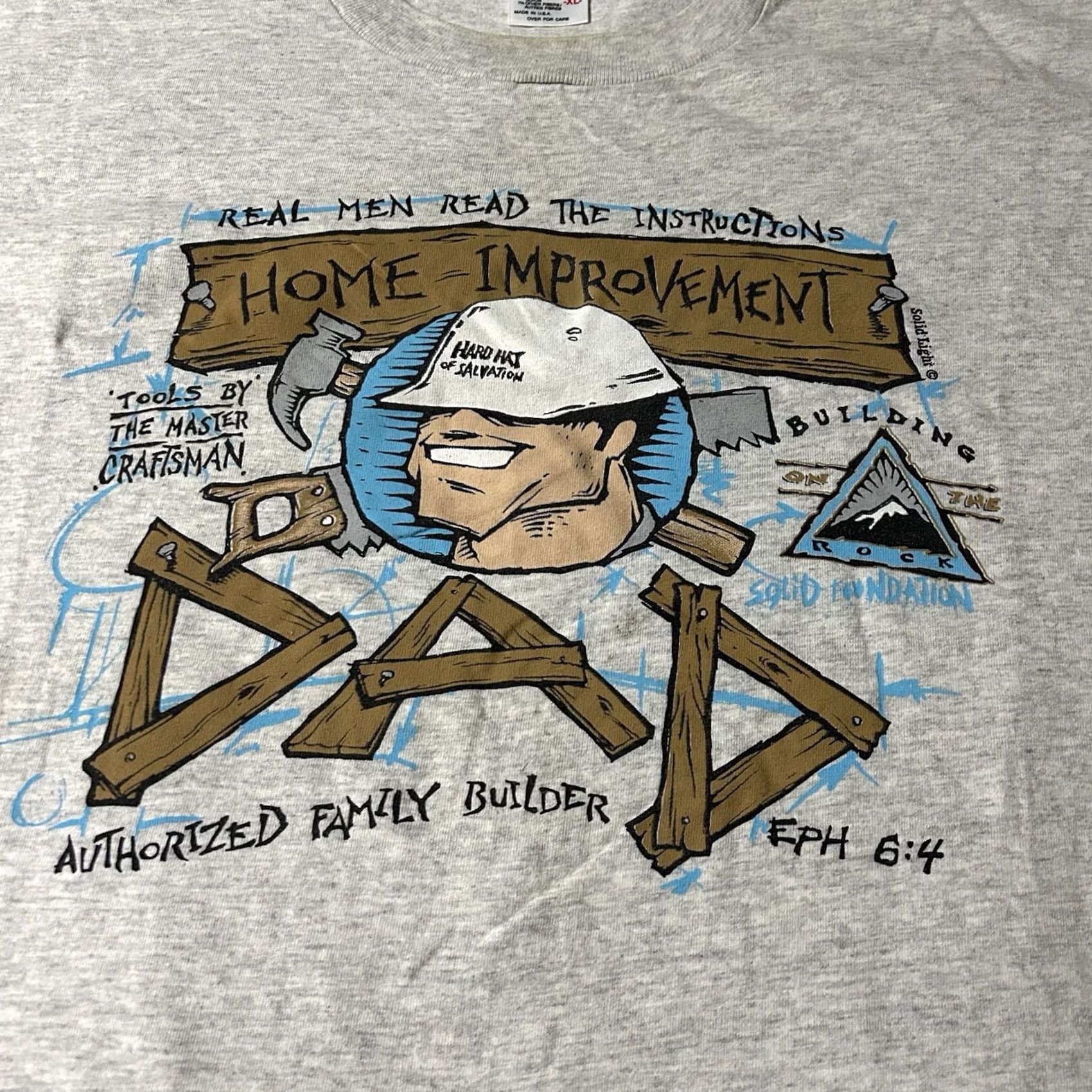 Anvil VINTAGE Home Improvement Parody Jesus Shirt XL Men's Gray 90s T-Shirt Size US XL / EU 56 / 4 - 2 Thumbnail