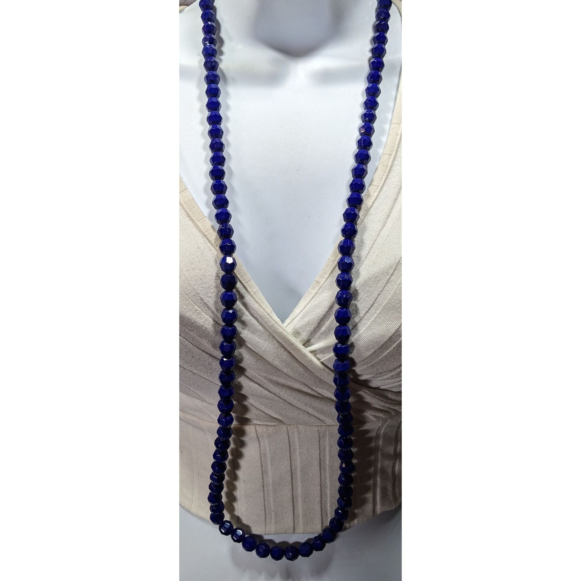 Other Dark Elegant Blue Faceted Glass Beaded Necklace Size ONE SIZE - 3 Thumbnail
