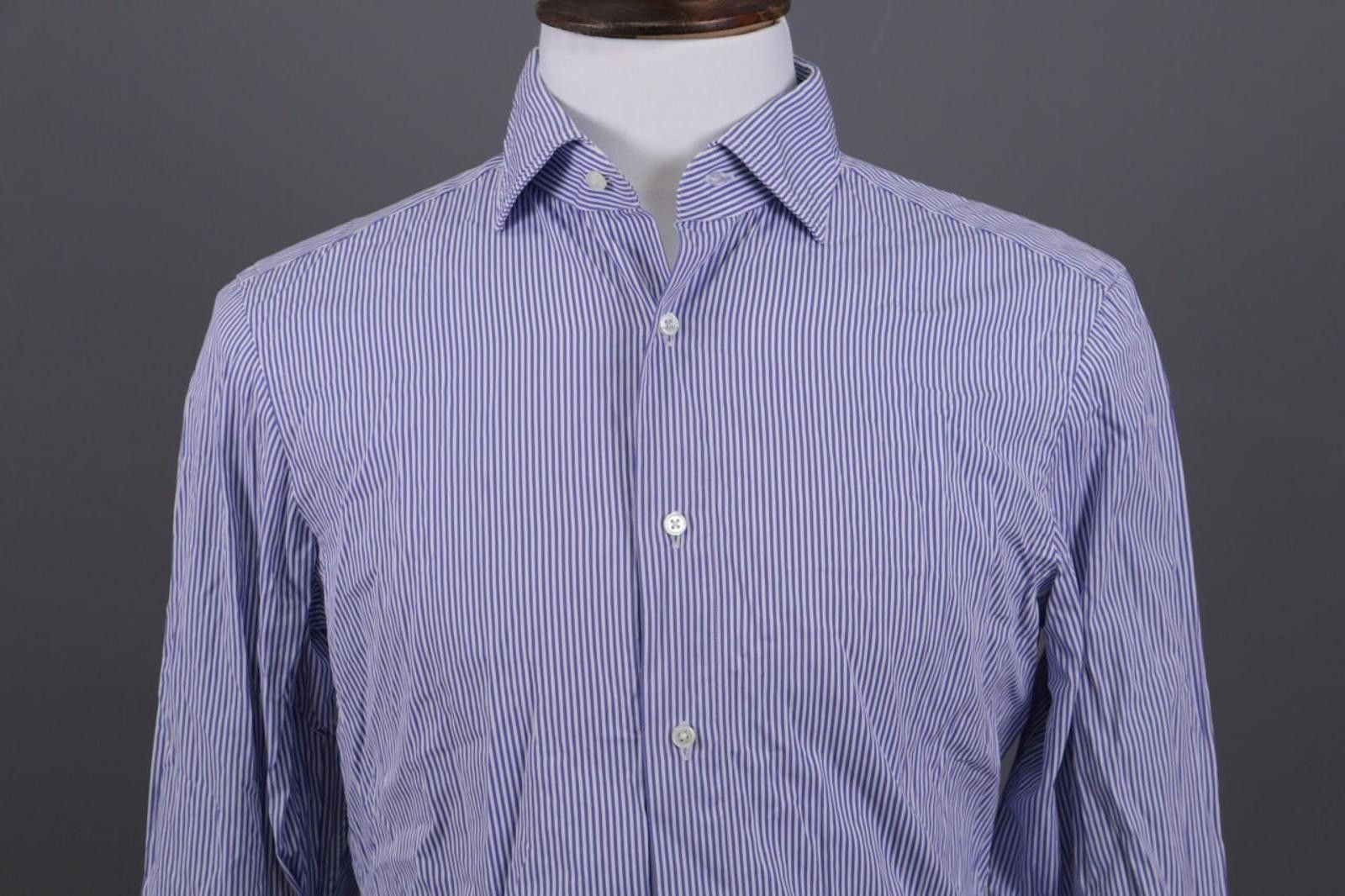 Boglioli Boglioli Milano Blue Striped Button Shirt Size 41 16 Size US M / EU 48-50 / 2 - 4 Thumbnail