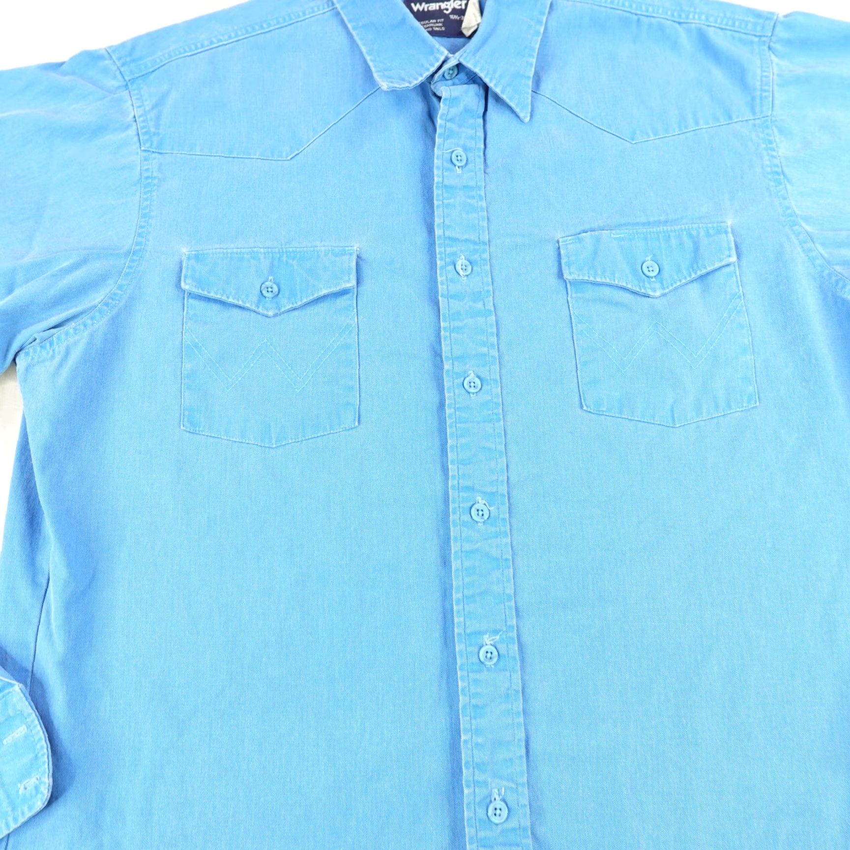 Wrangler VINTAGE Wrangler Shirt Men Large Blue Western Button Up 80s Cowboy Outdoor Western Size US L / EU 52-54 / 3 - 3 Thumbnail