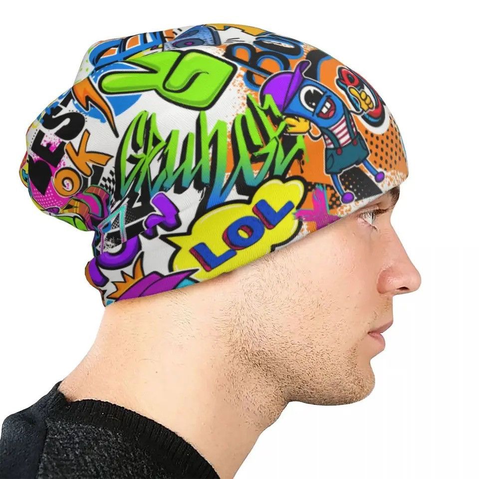 Other Comics Pattern With Palm Tree Hand Roller Skullies Beanies Size ONE SIZE - 4 Thumbnail