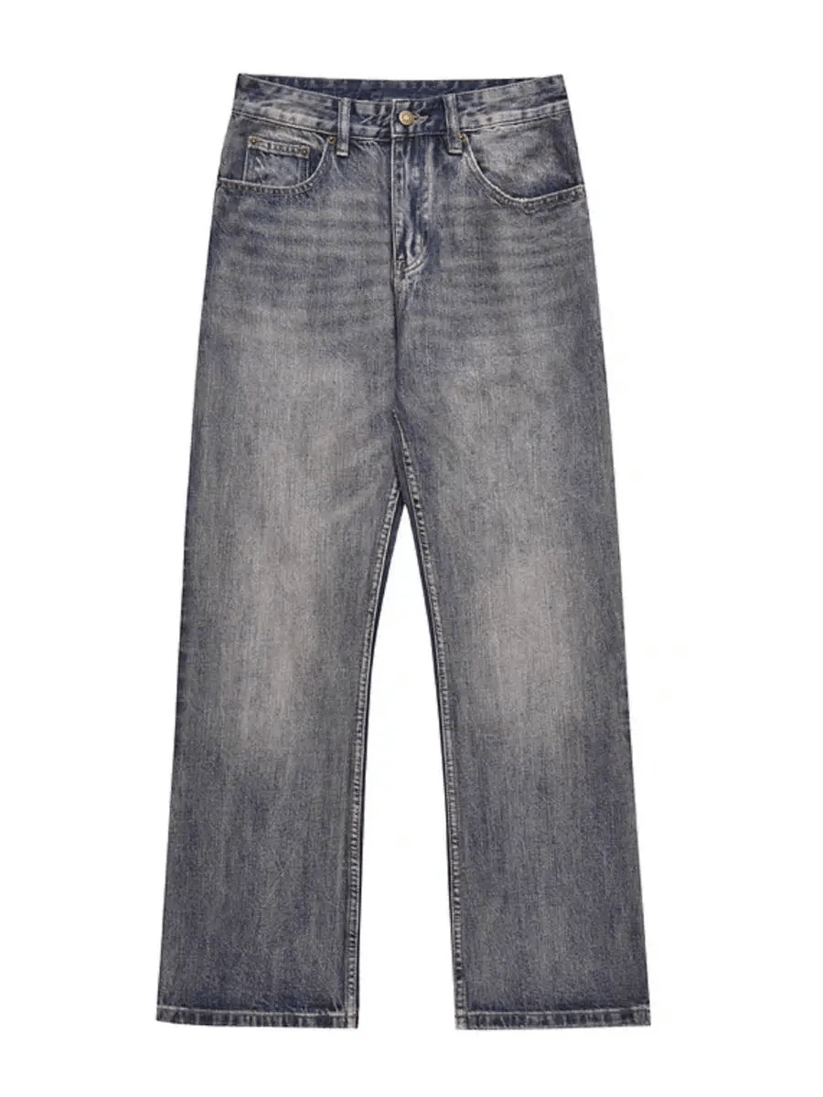 Washed distressed micro-flare retro baggy jeans