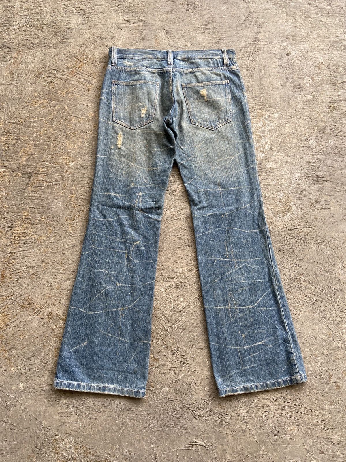 Hysteric Glamour 2000s Nylaus - Destressed Denim Flared Pants Size US 31 - 11 Thumbnail