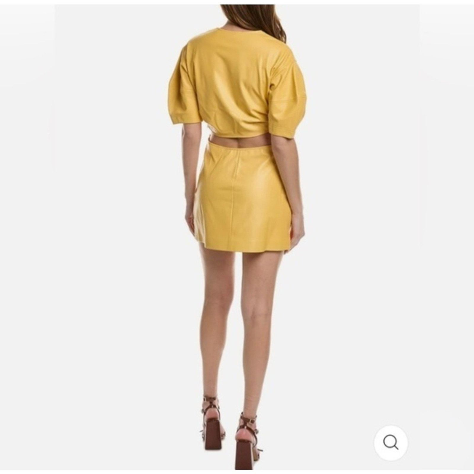 A.L.C. A.L.C. Alex Vegan Leather Mini Dress Plunge Neckline Flirty Size XS / US 0-2 / IT 36-38 - 3 Thumbnail