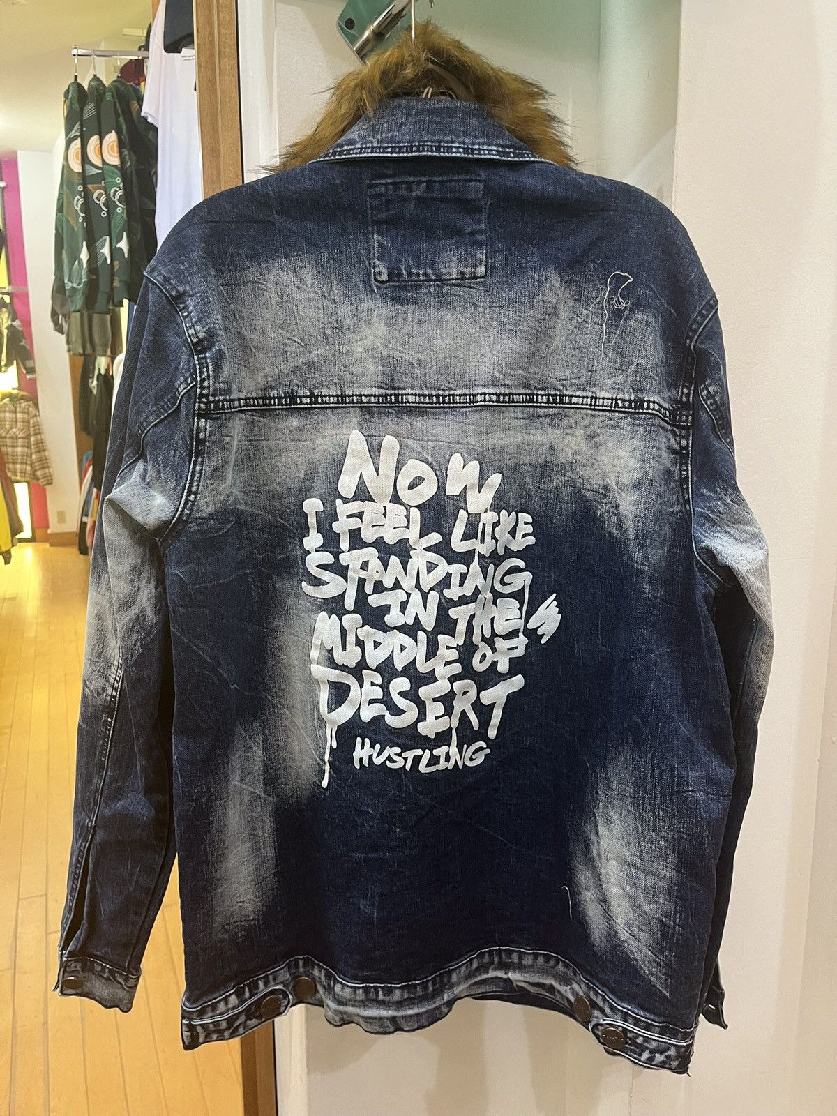 Other Denim Jacket with Fur Collar Size US XXL / EU 58 / 5 - 2 Thumbnail