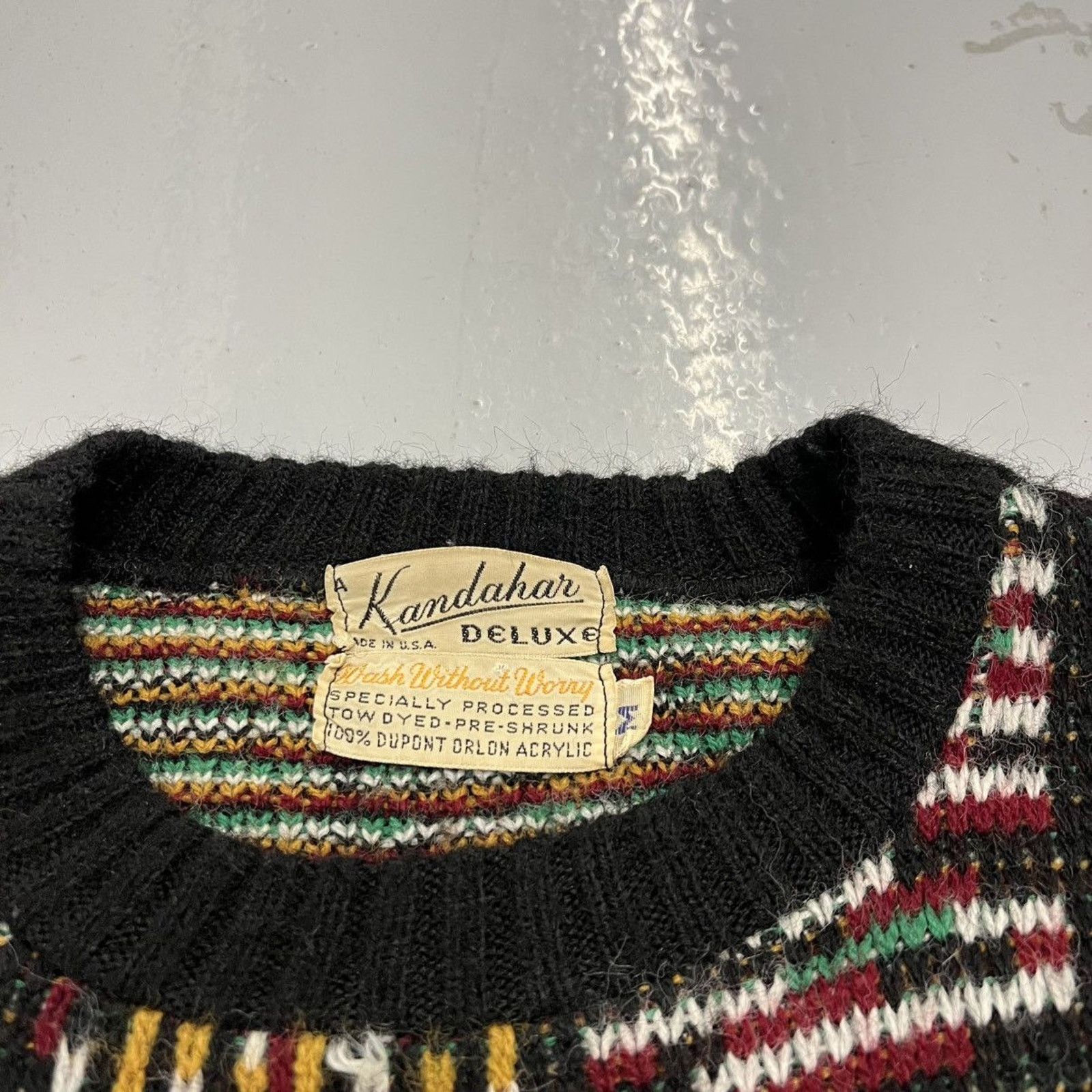 Other Vintage 60s Kandahar Deluxe Black Geometric Pattern Sweater Size US M / EU 48-50 / 2 - 3 Thumbnail