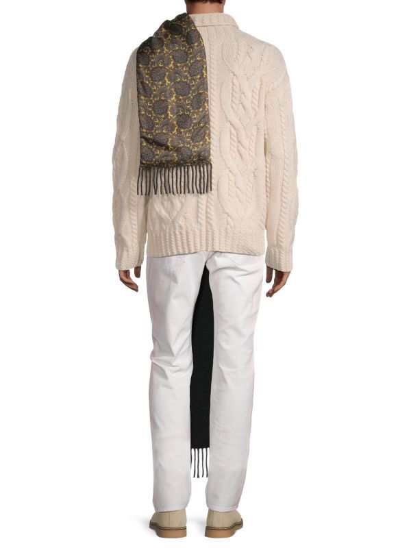 Maison Margiela o1y1124 Silk & Wool Distressed Cable Knit Sweater In Ivory Size US S / EU 44-46 / 1 - 3 Thumbnail