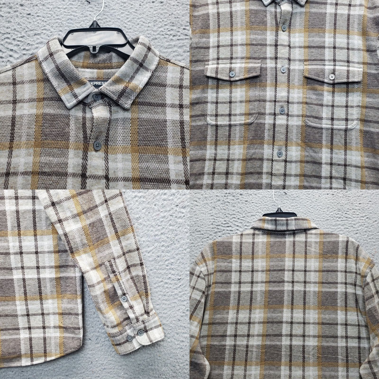 Express Express Flannel Shacket Mens L Multi Plaid Chest Pocket Button Up Size US L / EU 52-54 / 3 - 8 Thumbnail