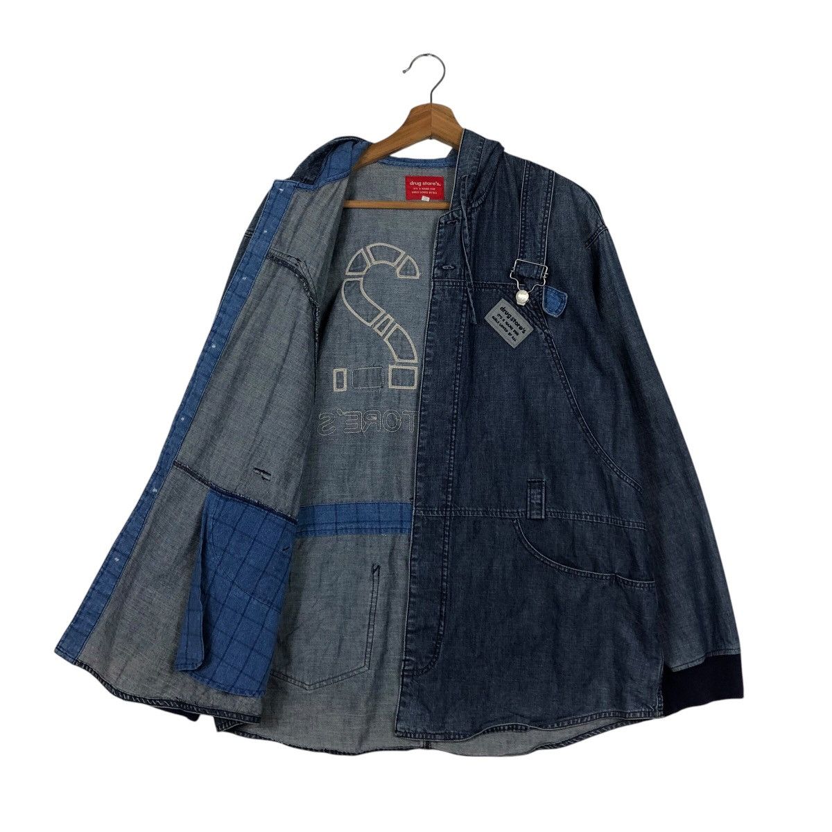 Japanese Brand 📌Vintage Biker Denim Jacket Drug Store's Big Logo Design Size US M / EU 48-50 / 2 - 13 Thumbnail