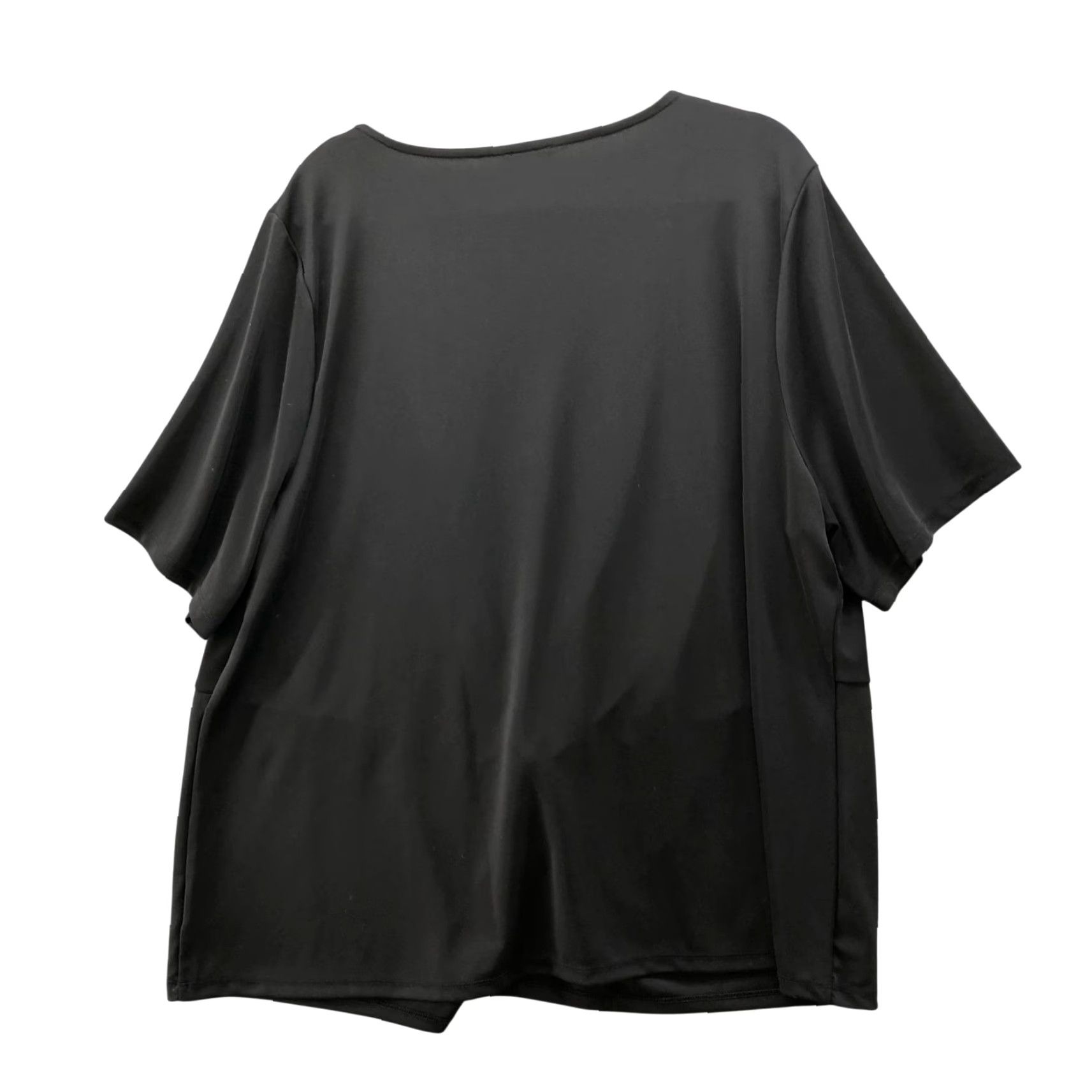 Talbots Talbots Blouse Short Sleeve Top Womens 3X Black Jersey Knit V-Neck Twist Front Shirt Pattern: Solid/Stretch Casual Size XXL / US 16-18 / IT 52-54 - 2 Thumbnail