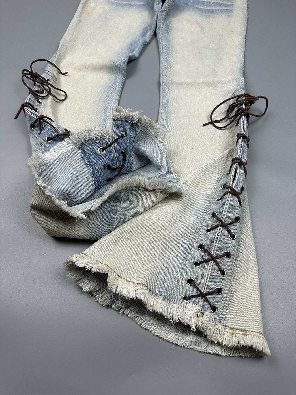 If Six Was Nine × Le Grande Bleu (L.G.B.) 🔥Sick Nine🔥Vintage Spread Micros Flared Cowboy Jeans Size US 28 / EU 44 - 7 Thumbnail