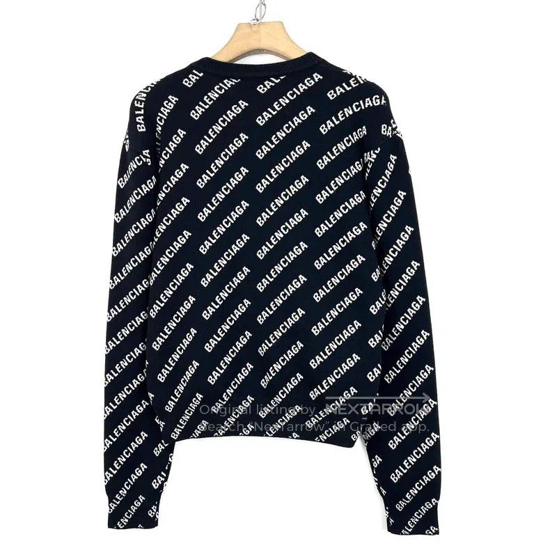 Balenciaga Balenciaga Black Logo Full Print Round Neck Long Sleeve Kn Size US S / EU 44-46 / 1 - 2 Thumbnail