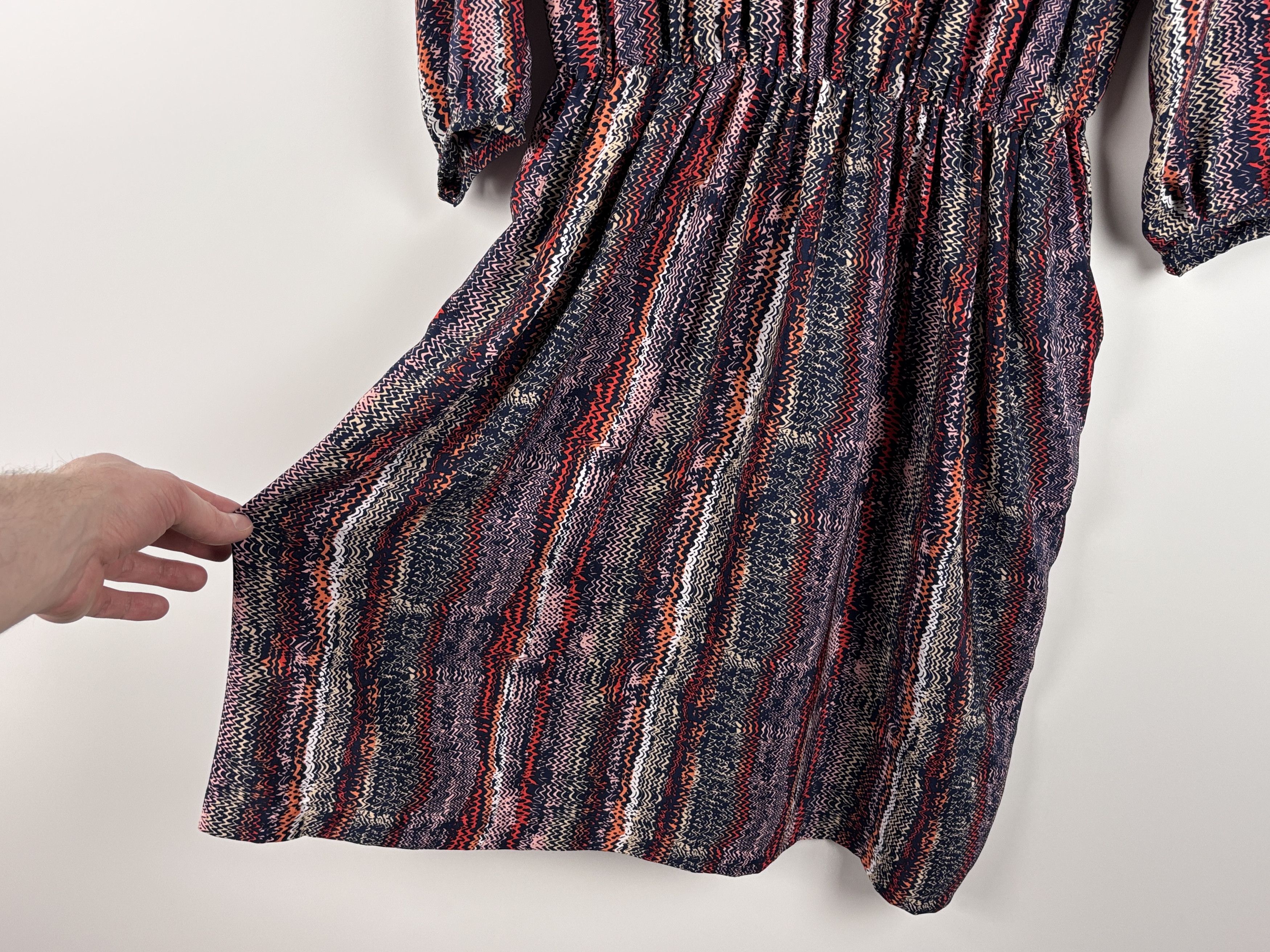 Sandro Sandro Silk Zigzag Pattern Long Sleeve Dress Elastic Waist 1 Size S / US 4 / IT 40 - 3 Thumbnail