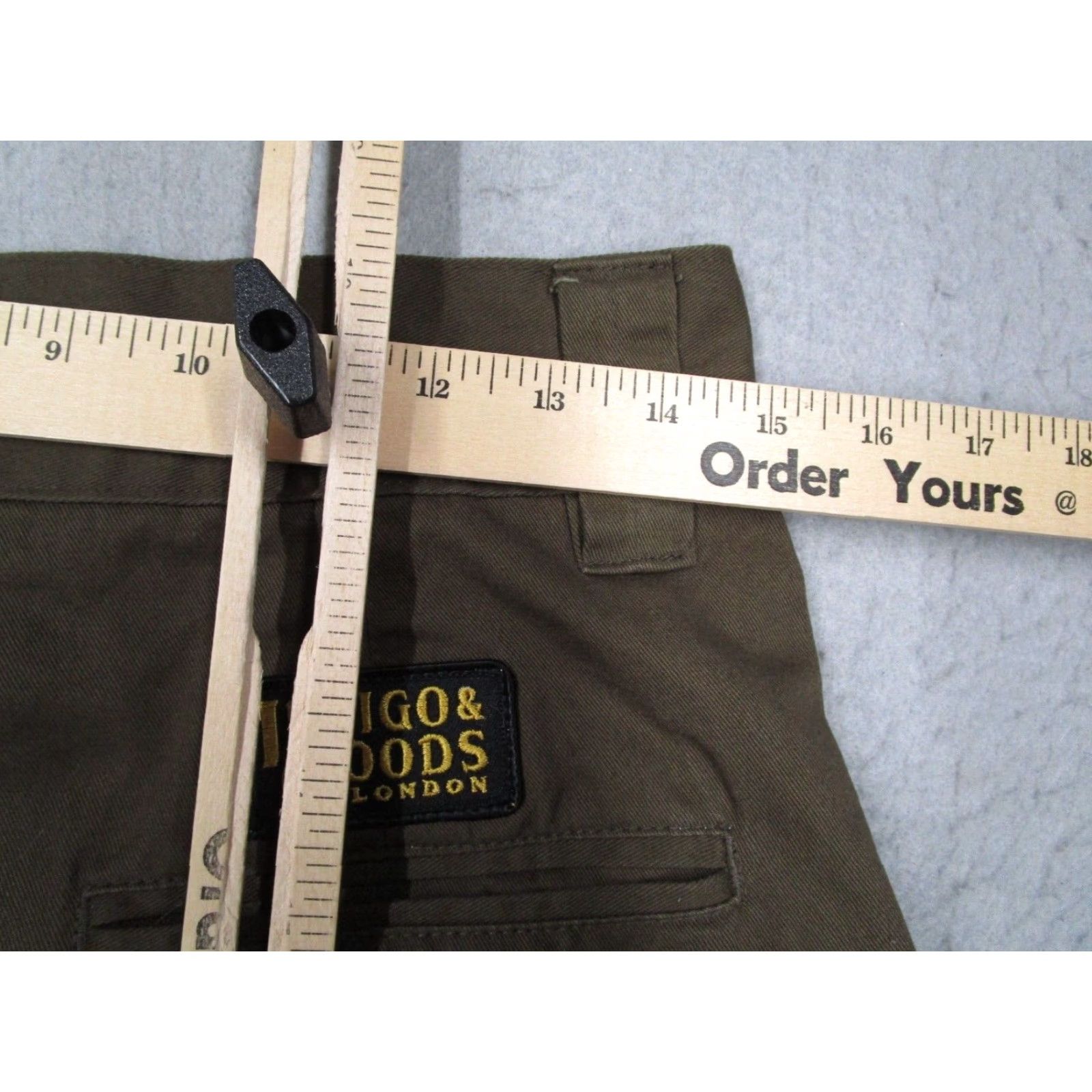 Vintage Indigo & Goods Chinos Mens 30 Green Cotton Twill Workwear Pants Made in England Size US 30 / EU 46 - 5 Thumbnail