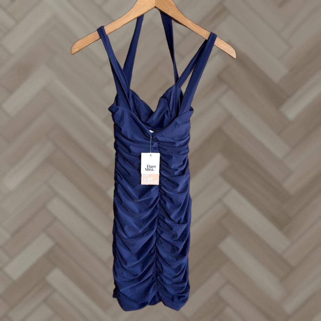 Vintage Tiger Mist Bodycon Navy Blue Mini Dress XS Womens NWT Barbi/Barbie Theme 90s Sleeveless Strap Square Neck Party/Cocktail Short Dress Blue Size XS / US 0-2 / IT 36-38 - 1 Thumbnail