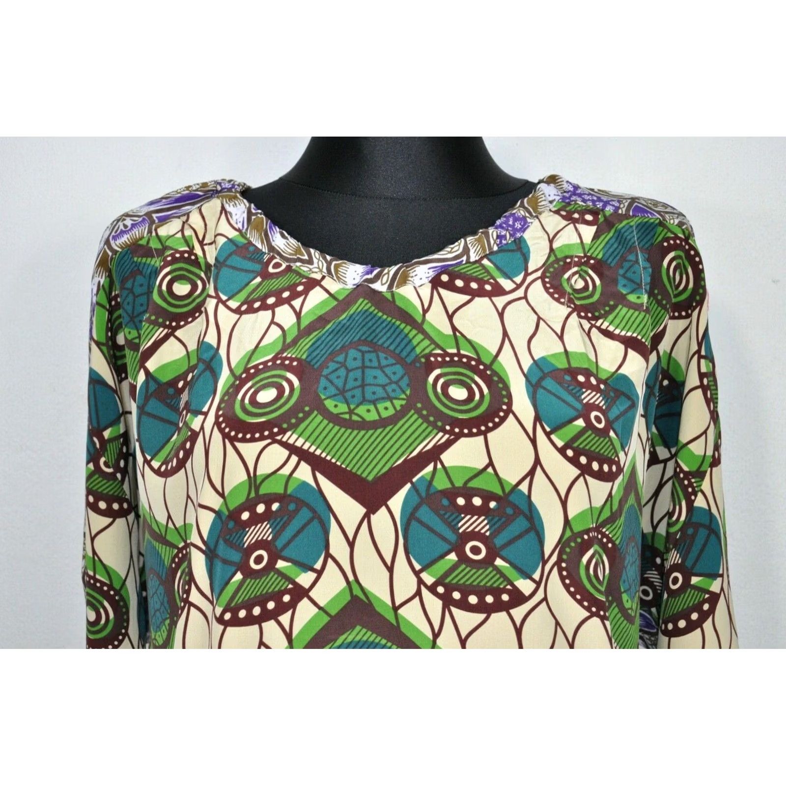 Marni Marni for H&M Silk Dress Pockets US 8 EUR 38 Women Multicolor Long Sleeve Geometric Size M / US 6-8 / IT 42-44 - 2 Thumbnail