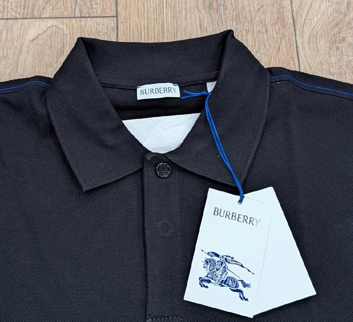 Burberry BURBERRY Contrast Cuff Pique Polo Shirt Black/Green Small Size US S / EU 44-46 / 1 - 2 Thumbnail