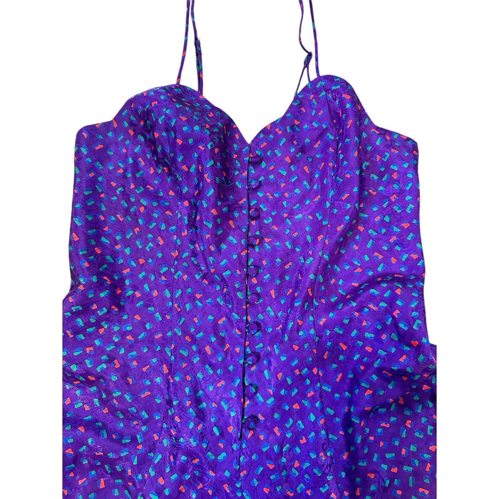Victoria's Secret Vintage Victoria's Secret Gold Label Confetti Satin Slip Size XS / US 0-2 / IT 36-38 - 4 Thumbnail