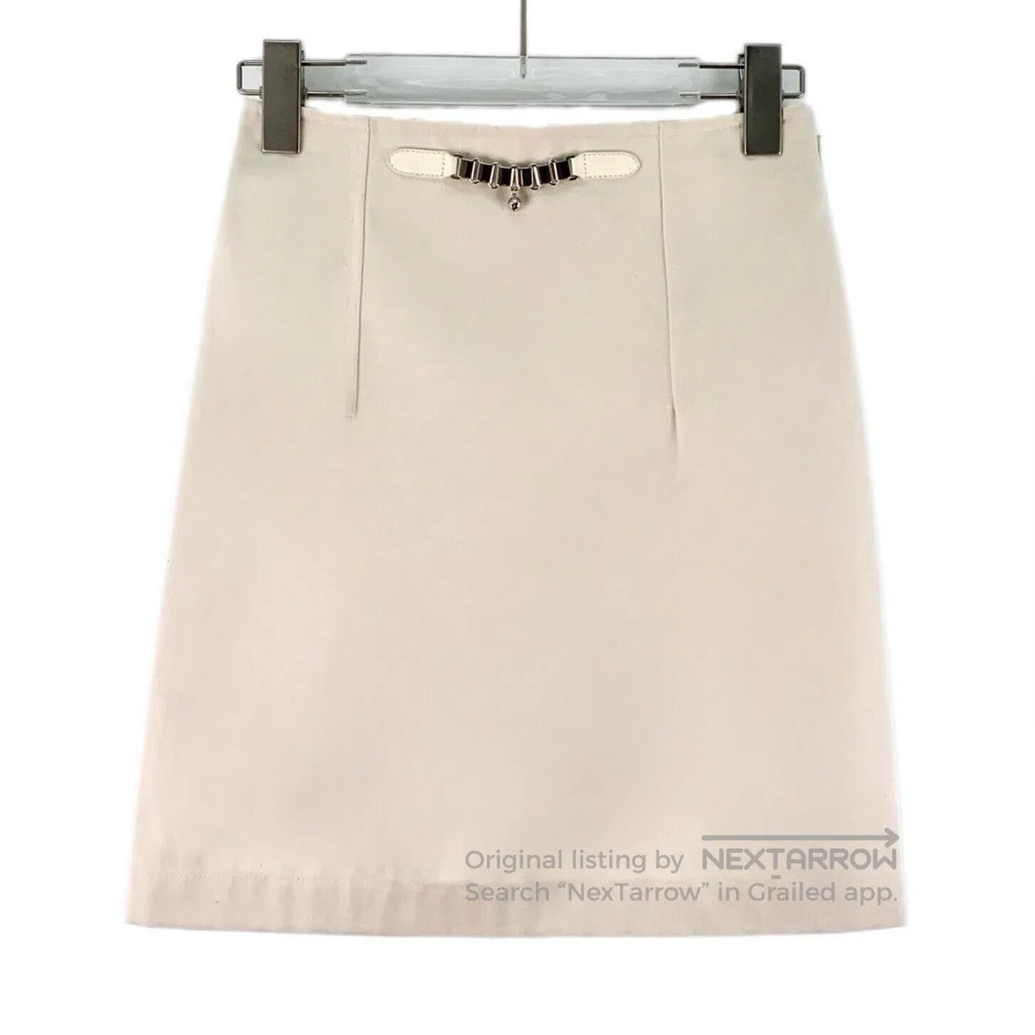 Hermes Hermes Beige bell chain decoration cotton casual half skir Size 33" - 1 Thumbnail