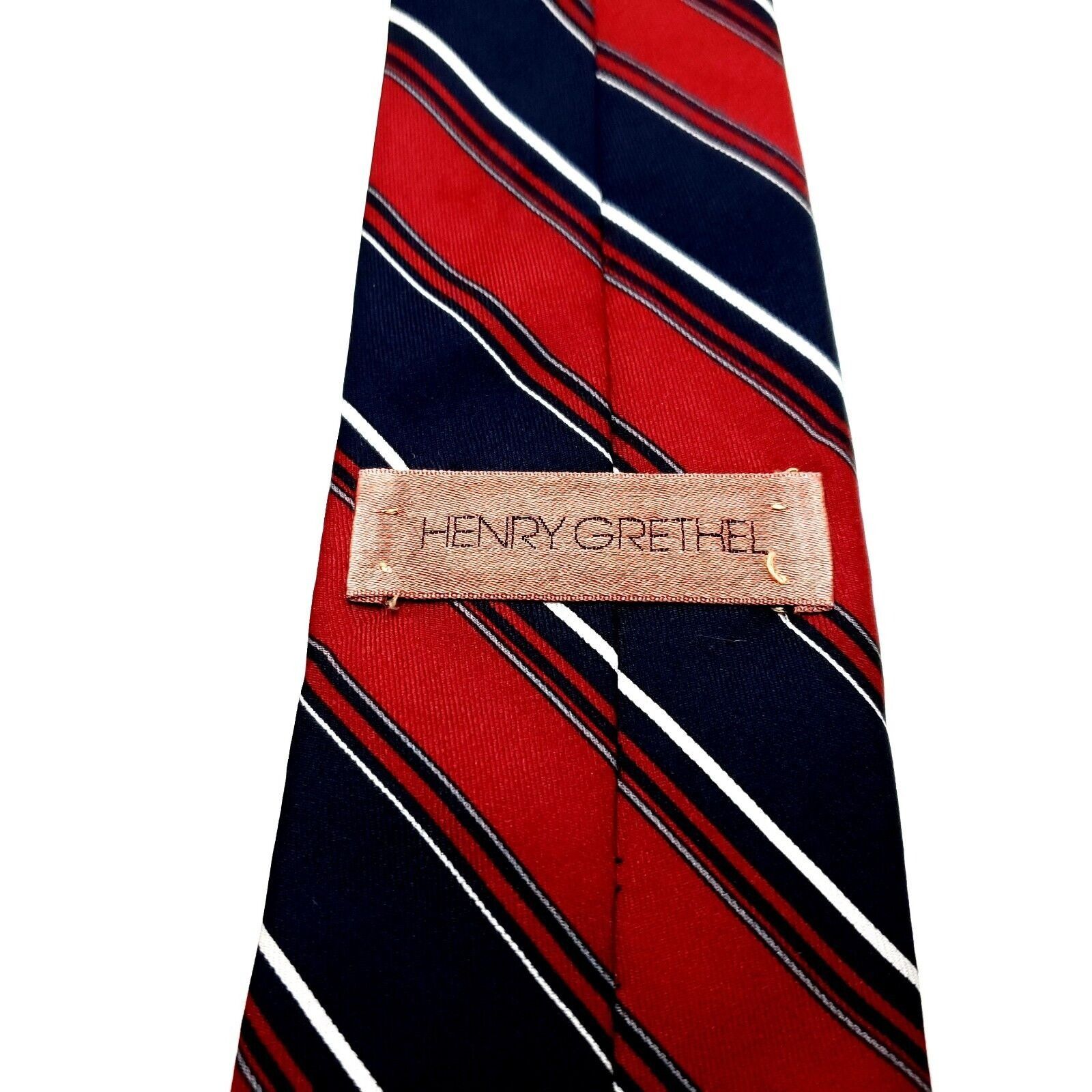 Henry Grethel Henry Grethel Polyester Tie Blue Red Striped Short Size ONE SIZE - 3 Thumbnail