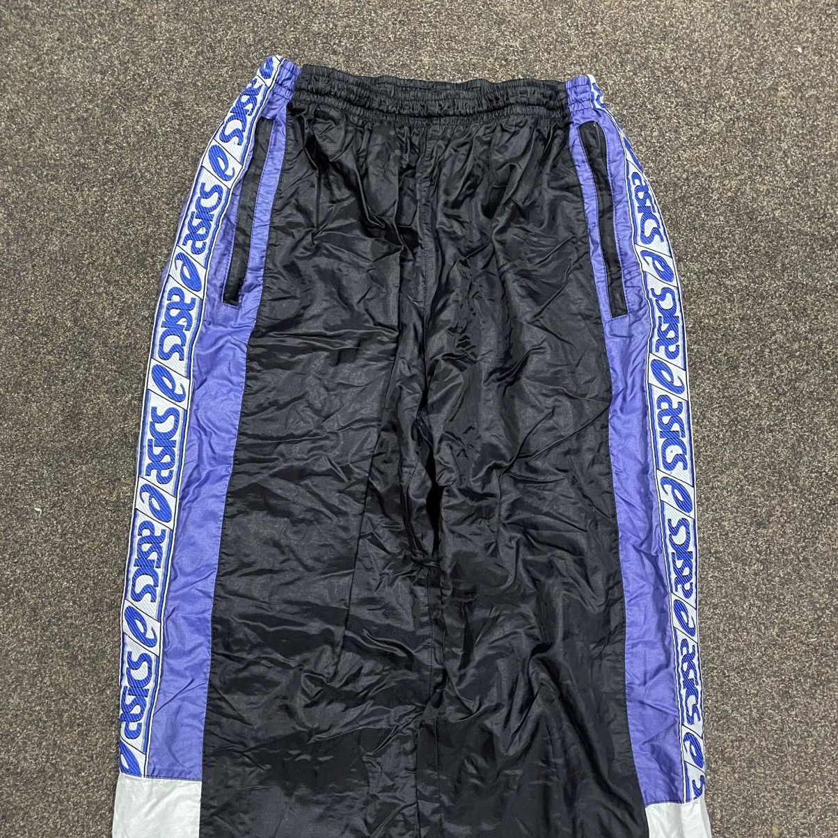 Vintage Y2K Asics Nylon Baggy Track Pants Purple Black Bleached 32 Size US 32 / EU 48 - 4 Thumbnail