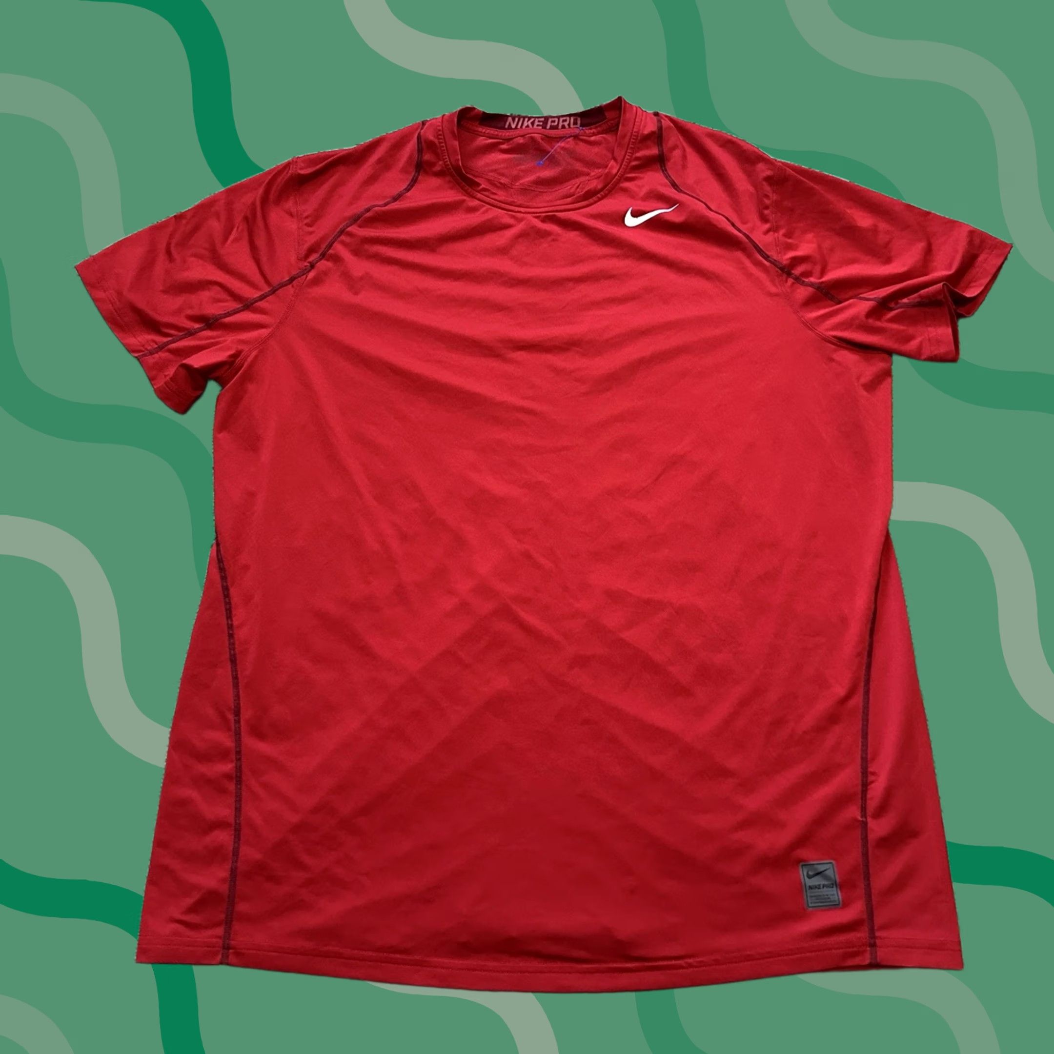 Nike Nike Pro Shirt Mens 2XL Red Dri-Fit Training Gym Workout Short Sleeve Fitted Size US XXL / EU 58 / 5 - 1 Thumbnail