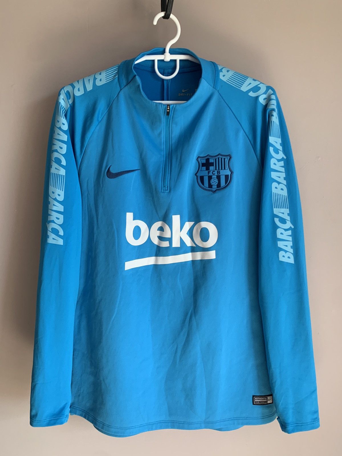 Nike Barcelona 1/3 Zip Football Sweatshirt Nike Soccer Sz M Size US M / EU 48-50 / 2 - 1 Thumbnail