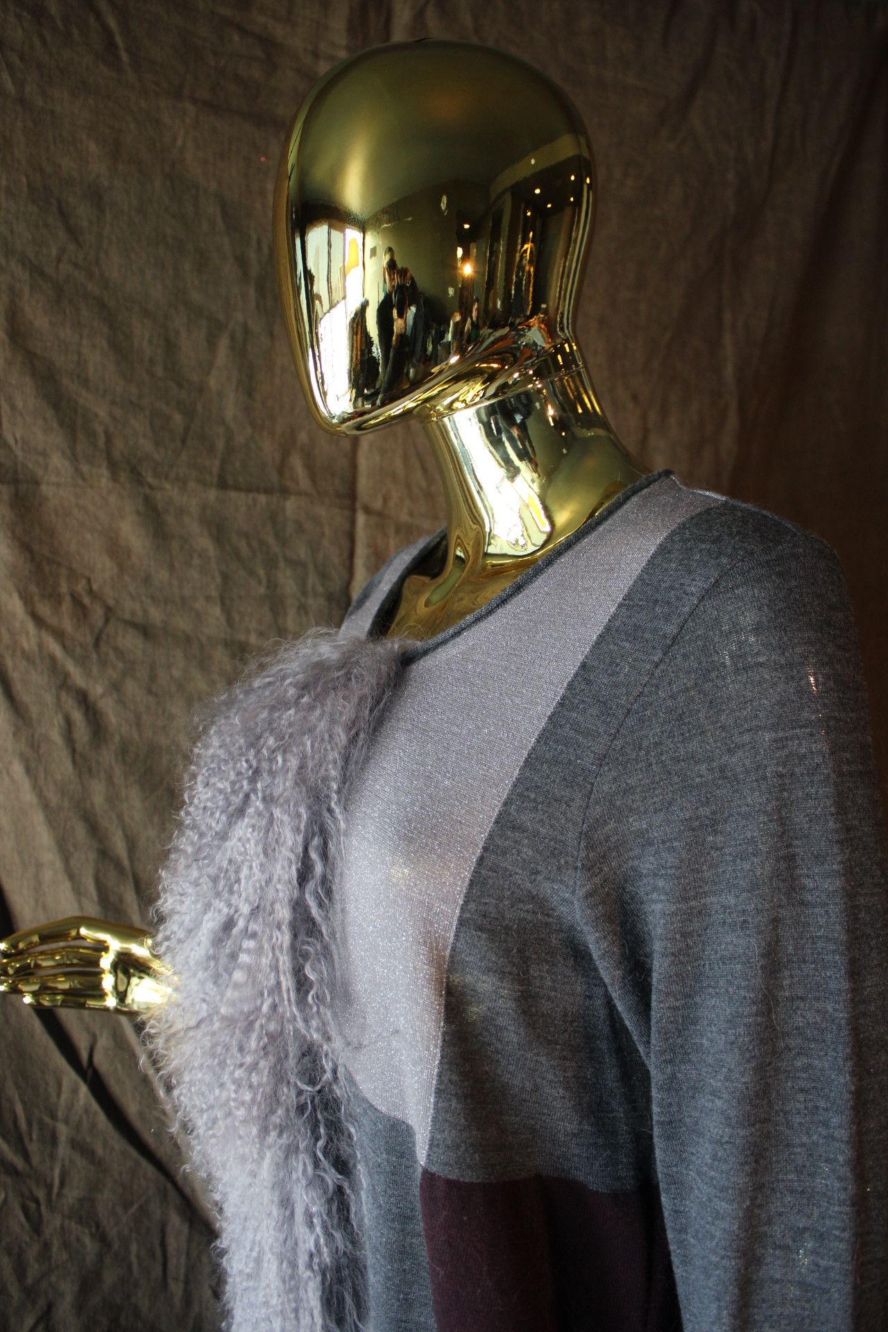 Other Custom-made Long sweater (wool) with real Mongolian fur Size US L / EU 52-54 / 3 - 7 Thumbnail