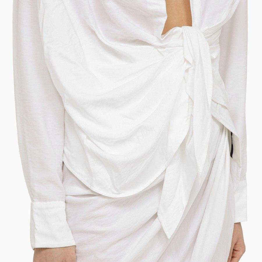 Jacquemus o1d2blof0824 Viscose Bahia Shirt in White Size XS / US 0-2 / IT 36-38 - 4 Thumbnail