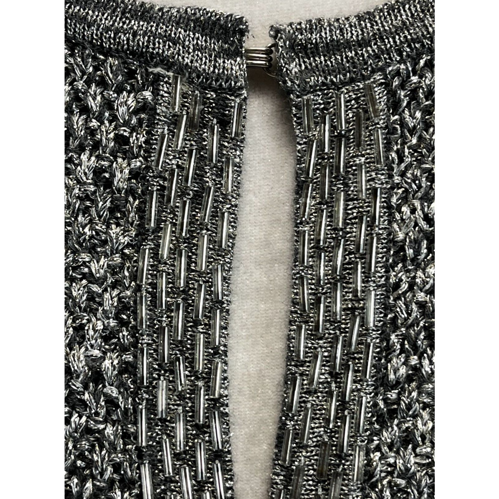 Charter Club Women’s Charter Club Knit Silver Cardigan Sweater 3X Plus Beaded Trim Stretch Size XXL / US 16-18 / IT 52-54 - 6 Thumbnail