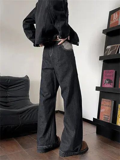 Japanese Brand Retro loose reverse patchwork micro flared jeans Size US 32 / EU 48 - 3 Thumbnail