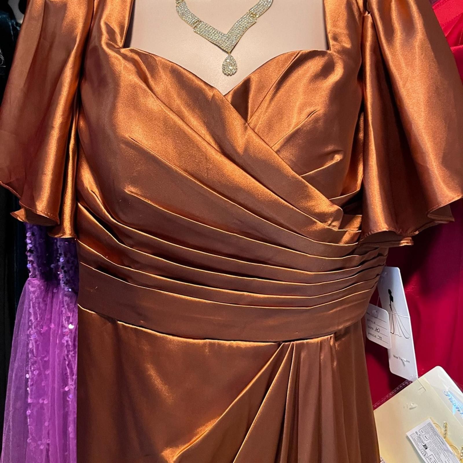 Other Elegant Brown Evening Gown Size L / US 10 / IT 46 - 2 Thumbnail